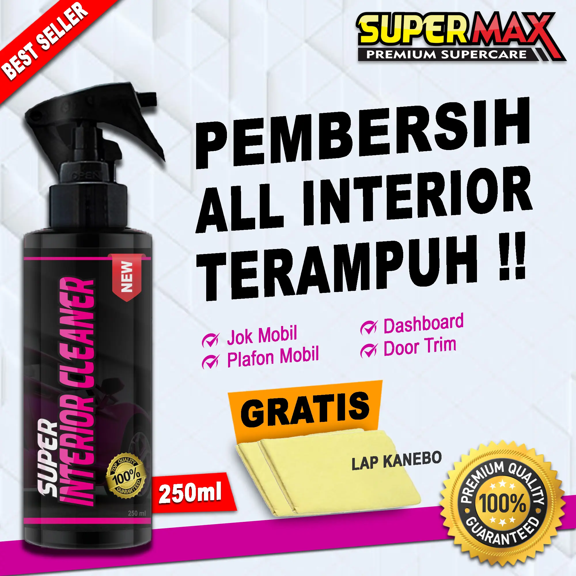 SUPERMAX SUPER INTERIOR CLEANER/PEMBERSIH JOK MOBIL/PEMBERSIH DASHBOARD MOBIL/PEMBERSIH INTERIOR MOBIL Car