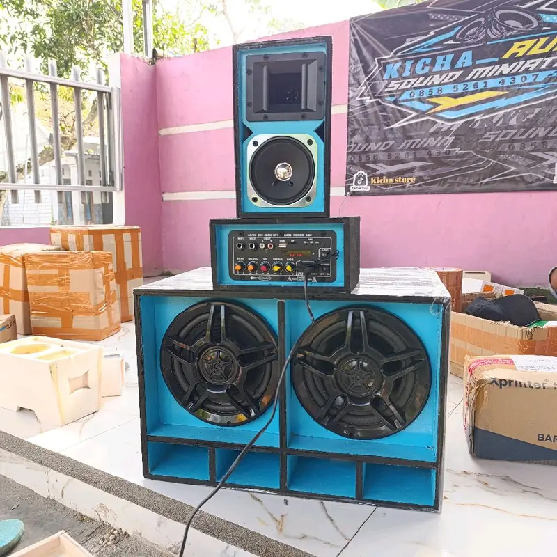 Paket 8 inch miniscop siap bunyi full finishing Speaker Bluetooth Bass sound miniatur salon 0