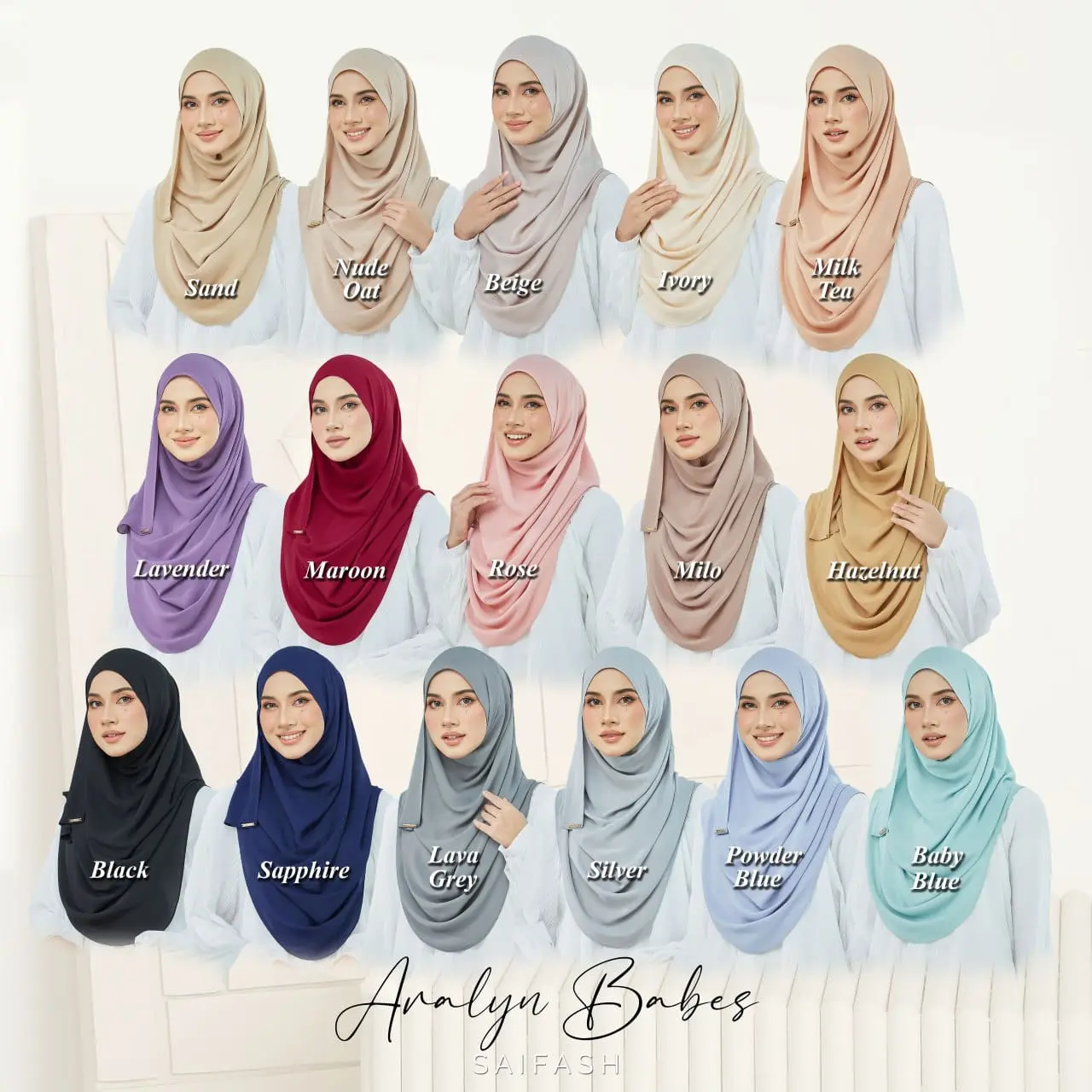 SG ARALYN BABES Single Loop Instant Chiffon Shawl, Face Circumferences ± 11 inch, Metal Tag, Ironless