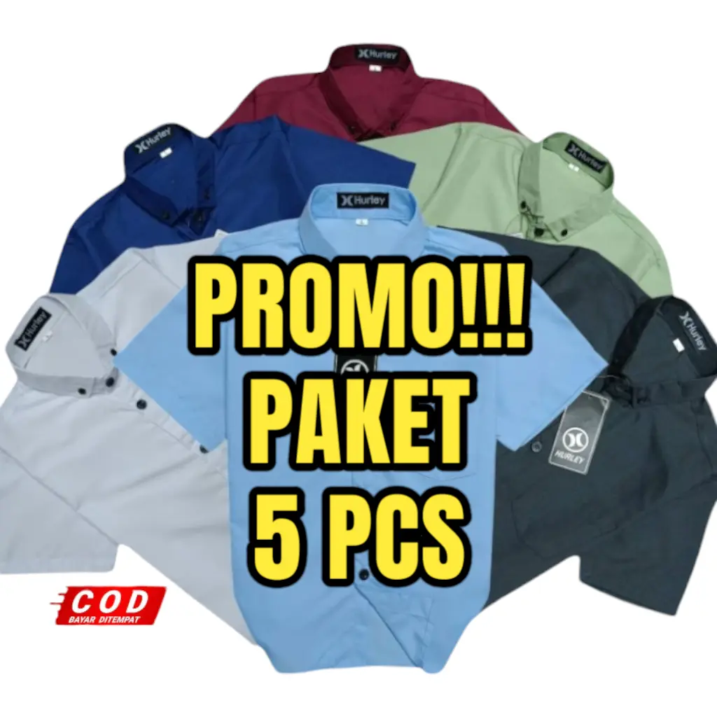 PAKET 5 PCS KEMEJA POLOS ANAK LAKI-LAKI UMUR 1-10 TAHUN LENGAN PENDEK KATUN PREMIUM