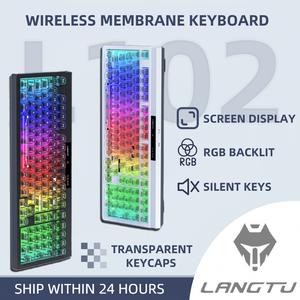 LANGTU L102 Gasket Structure RGB Backlit With Led Screen Tri-Mode Wireless Silent Membrane Keyboard