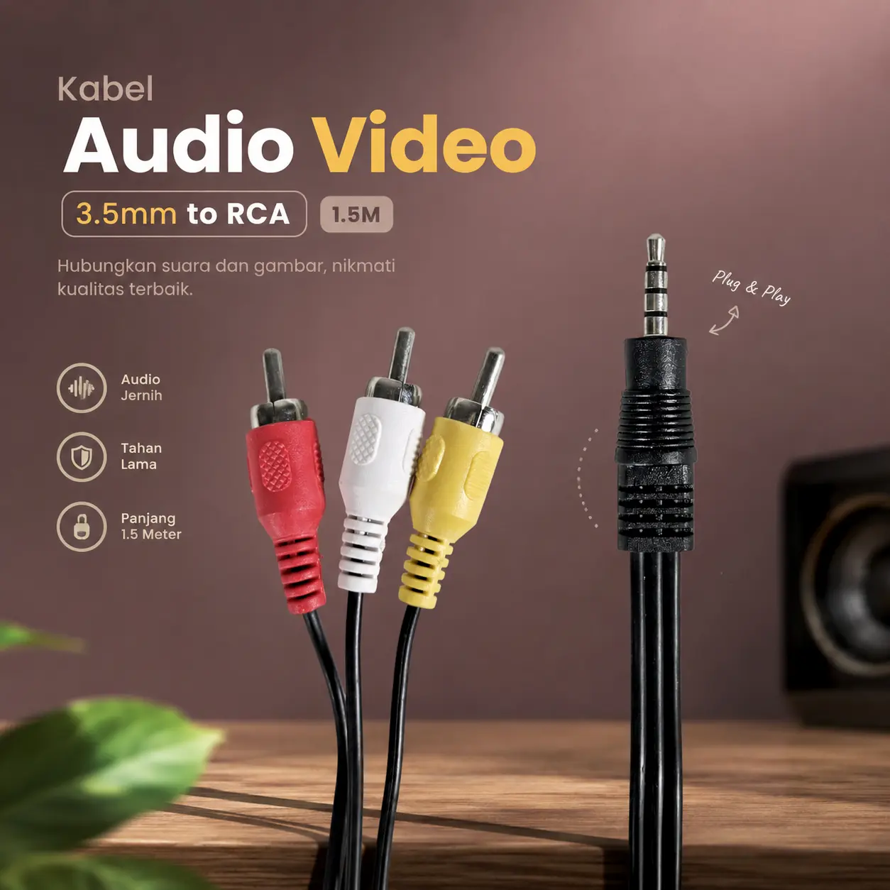 Nongbo Kabel Audio Video 3.5mm to RCA 1.5M - NB114