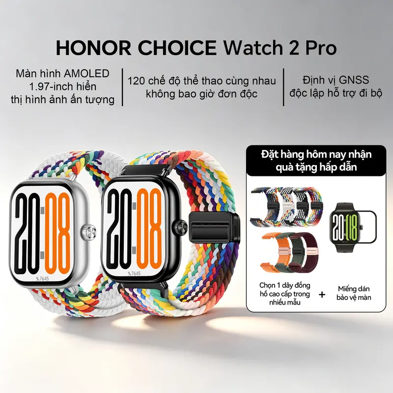 đồng hồ thông minh | HONOR CHOICE Watch 2 Pro | màn hình lớn 1,97 inch | 120 chế độ thể thao | theo dõi sức khỏe toàn diện | Dễ dàng thay dây, tùy chỉnh phong cách | Chống nước IP68 | tương thích hệ điều hành Android và iOS | BigBuy360 - bigbuy360.vn đồng hồ thông minh | HONOR CHOICE Watch 2 Pro | màn hình lớn 1,97 inch | 120 chế độ thể thao | theo dõi sức khỏe toàn diện | Dễ dàng thay dây, tùy chỉnh phong cách | Chống nước IP68 | tương thích hệ điều hành Android và iOS | BigBuy360 - bigbuy360.vn