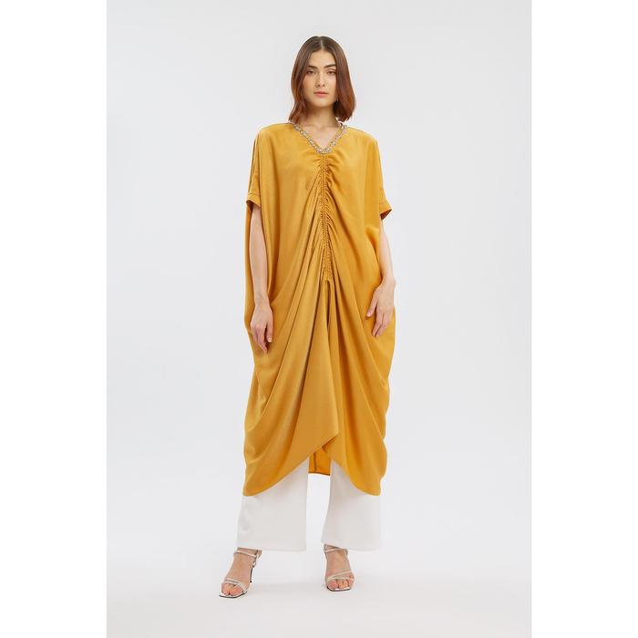 Gambar Minimal Amabella Kaftan Wanita Honey Mustard - HONEY MUSTARD, L/XL dari Minimal Kab. Pemalang Tokopedia