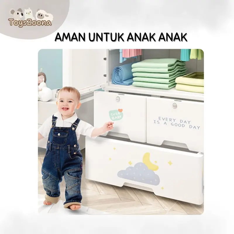 ToysZoona Lemari Plastik Pakaian Laci Susun Plastik Rak Susun Penyimpanan Lemari Pakaian Plastik Furniture 7