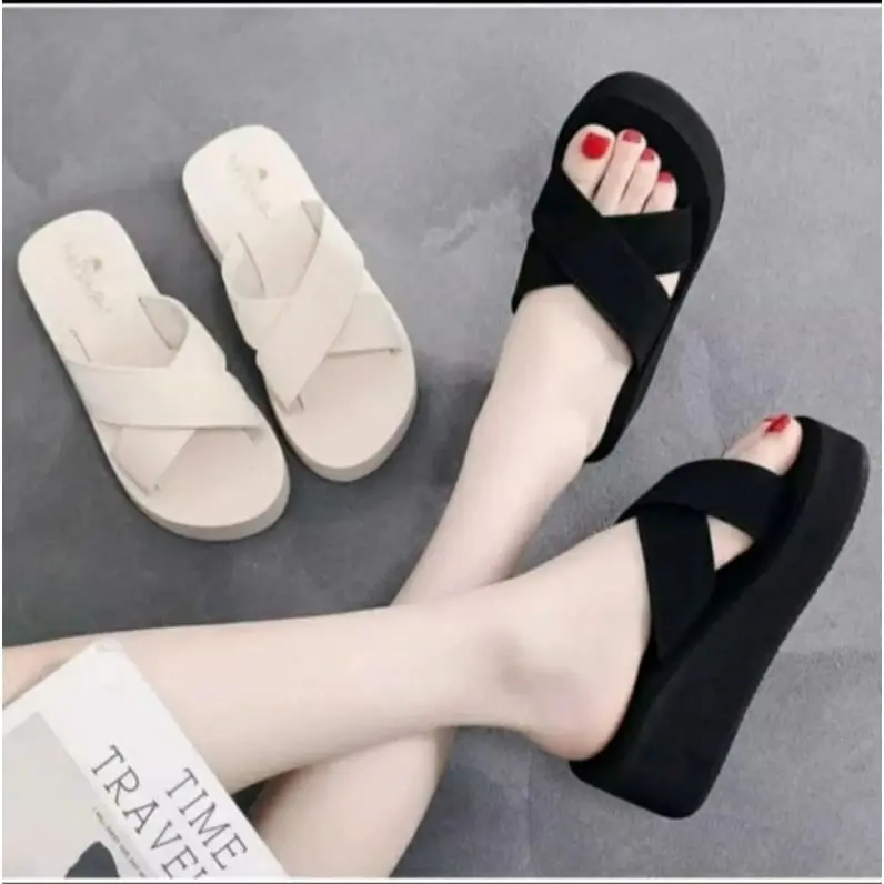 buy 1 get 1 beli satu dapat 2pasang sandal wedges silang wanita 4