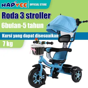 HAPYEE Sepeda Roda Tiga Anak 1 Tahun Tricycle Bayi Kursi Stroller Trike Anak Dorong Empuk Berat 40 Kg Roda EVA Aman Garansi Gratis