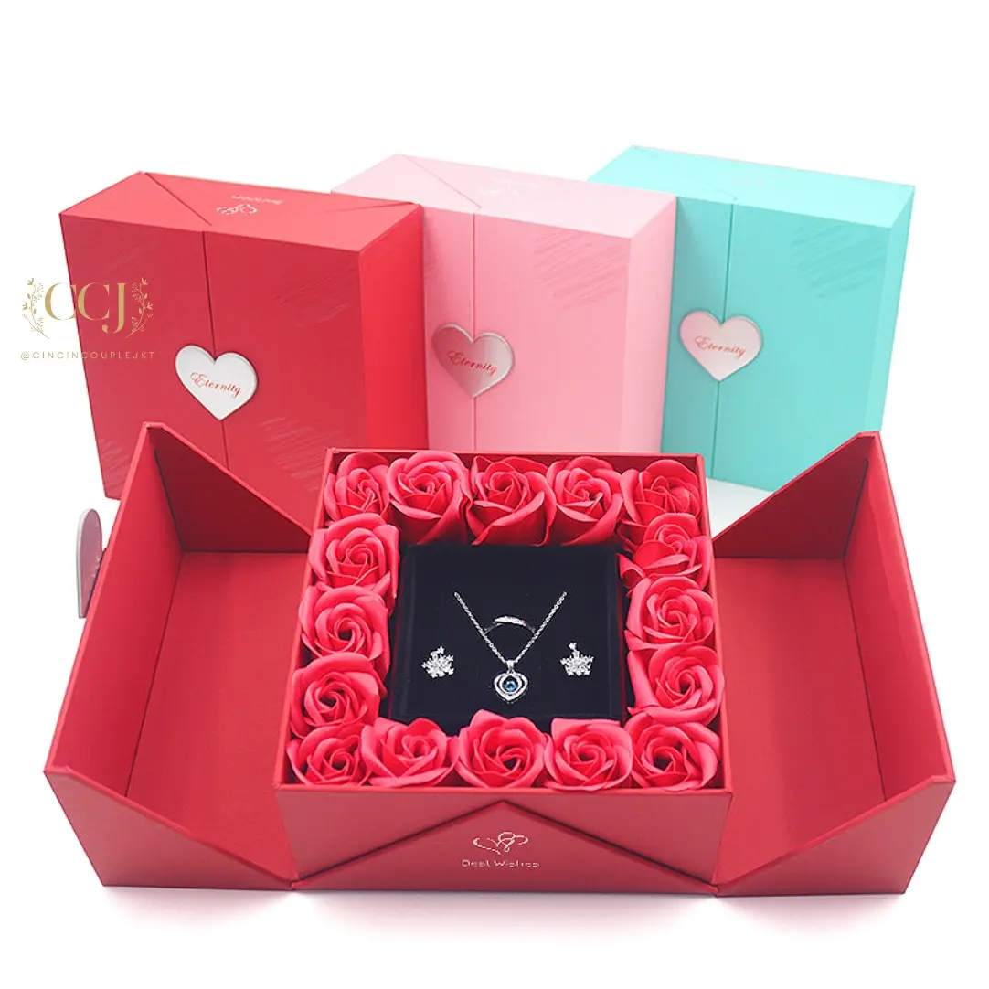 ETERNITY LOVE PROMISE RING BOX - HIDDEN JEWELRY / BOX CINCIN NIKAH LAMARAN TEMPAT KOTAK BUNGA MAWAR DIPUTAR HADIAH ANNIVERSARY ULANG TAHUN SUAMI ISTRI COWOK CEWEK PASANGAN KALUNG GELANG KADO PACAR