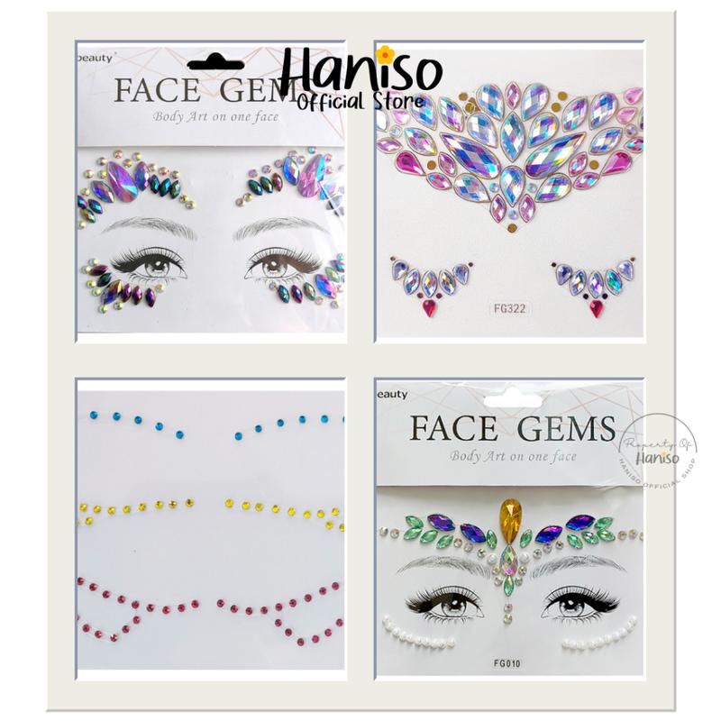 Face Gems Rhinestones 3D Face Crystal Sticker Wajah Face Art Party 2