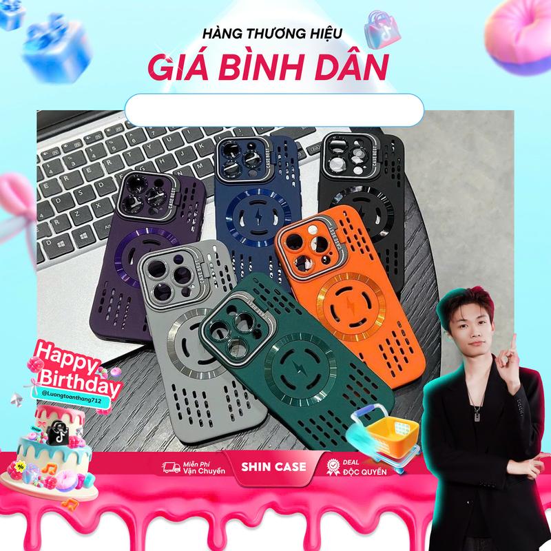   ShinCase X LuongToanThang712  Fullbox Ốp Lưng iPhone Từ Tính Hỗ Trợ Tản Nhiệt Kèm Giá Đỡ Chống Sốc Bảo Vệ Camera cho iP 11 12 13 14 15 16 17 Plus Air Pro Max 