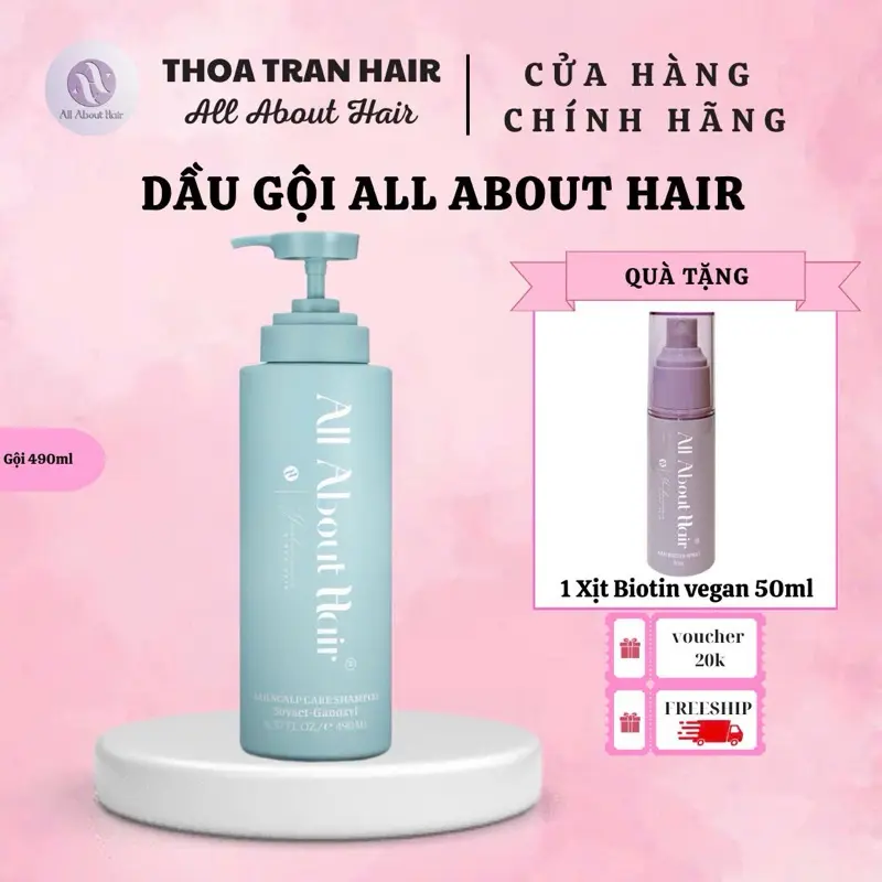 ( TẶNG XỊT BIOTIN VEGAN 50ML ) DẦU GỘI ALL ABOUT HAIR - DẦU GỘI PHỒNG TÓC