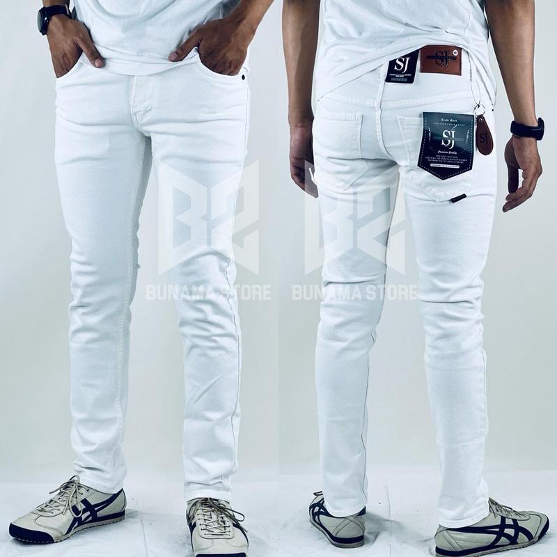 Product Introduction of CELANA PANJANG JEANS DENIM PUTIH SLIM FIT STRETCH SLIM FIT SKINNY Nyaman Santai Pria Muda Biru Hitam Celana Panjang 5