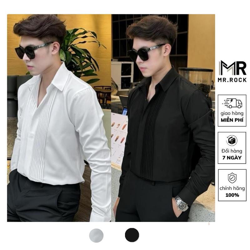 Áo Sơ Mi Nam Dài Tay Xếp Ly Giấu Cúc Luxury