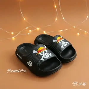 DULUX Sandal Slop Anak One Piece Keren Lucu Fashion Laki Laki Hitam Ukuran 24-35
