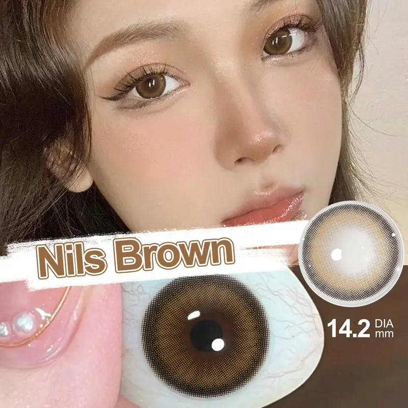 【New & Normal】Magister Softlens DIA 14.2/14.5mm Cokelat Natural Nils Brown Lens Kontak Minus 0.00~-6.00 Abu-abu Ocean Smog Gray Lensa with Case 3