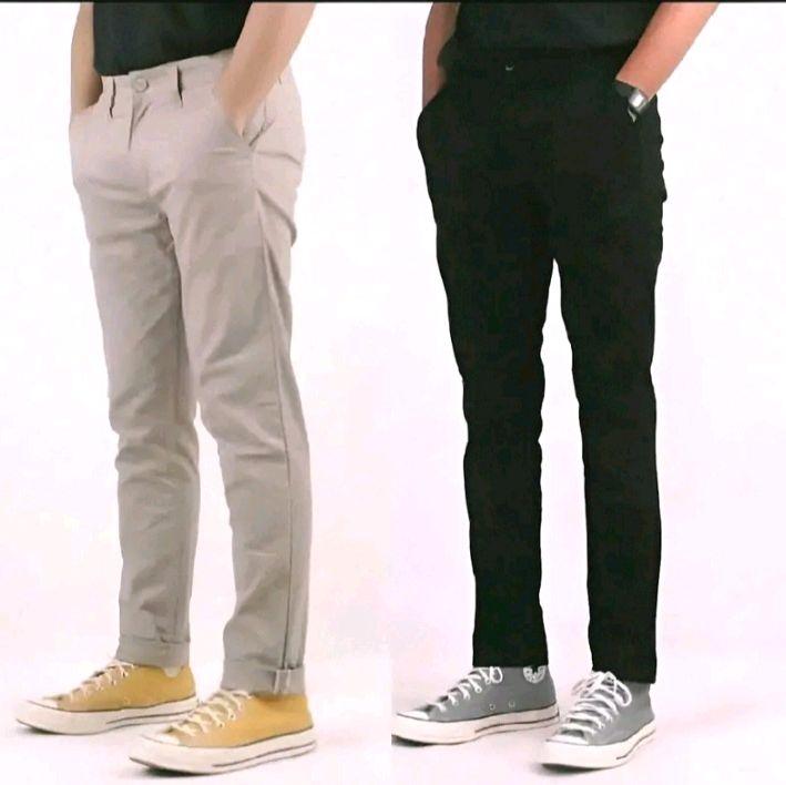 (PAKET 2 CELANA)Celana panjang pria slimfit chinos nevada strech/elastis bahan Twill Katun Stretch Nyaman Melar Casual 6