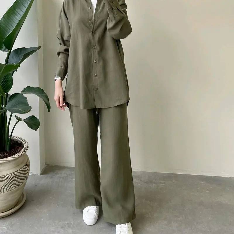 baju setelan wanita terbaru aluna ukuran jumbo ld 140 bahan polo linen 2