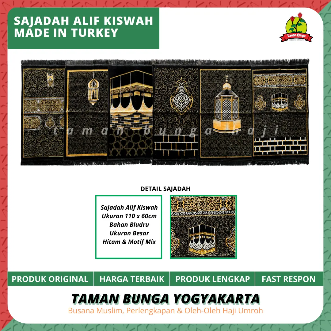 SAJADAH ALIF KISWAH BESAR BLACK SERIES 110cm x 70cm