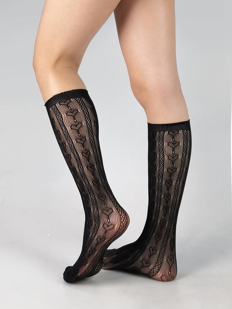 Product Introduction of 2pcs Spring/Summer New Love Jacquard Middle Socks Retro White Black Silk Socks Mesh Socks Youth Women's Hollow Mesh Socks women 20  denier  stocking quần  tất  lưới  đón  chú going  outfit 8