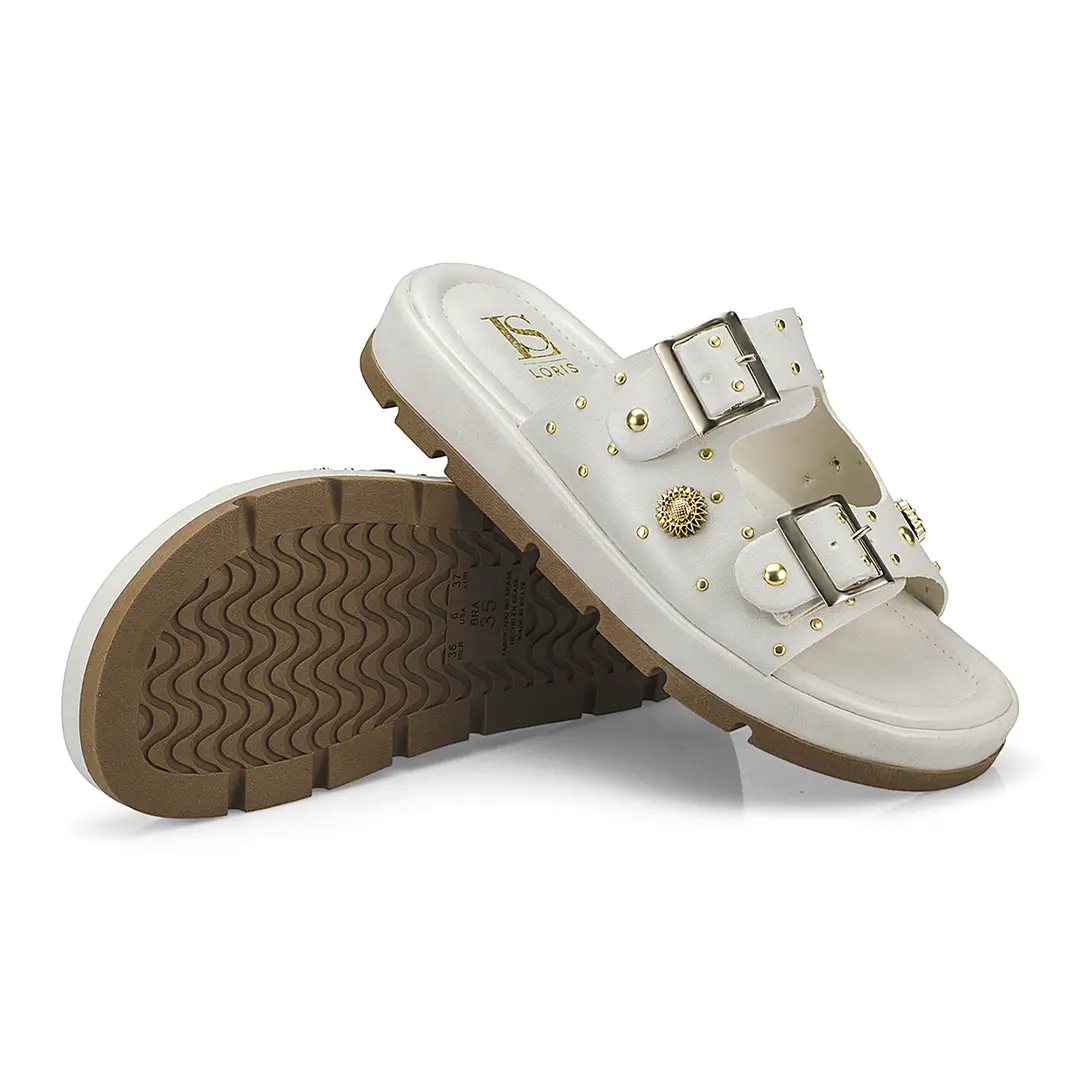 Sandália Rasteira Papete Flatform Rebite Fivela 052-040