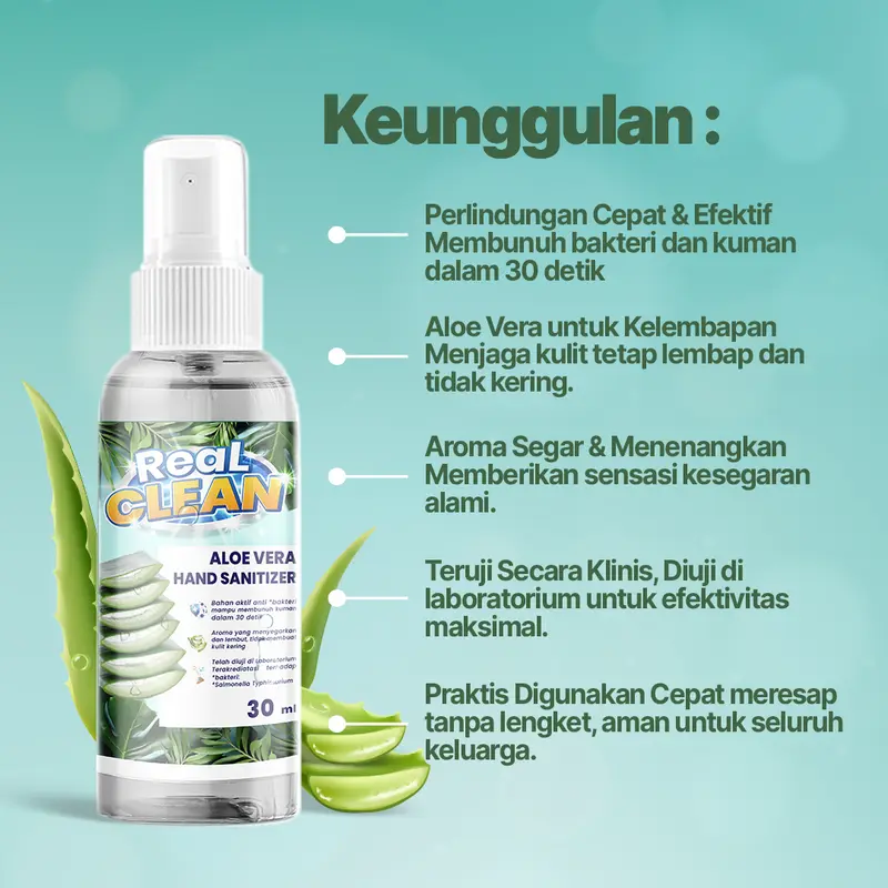 Real Clean Hand Sanitizer Cair 30 ML Liquid Sanitizer - Hand Sanitizer Spray Sanitizer Antiseptic Tangan 4
