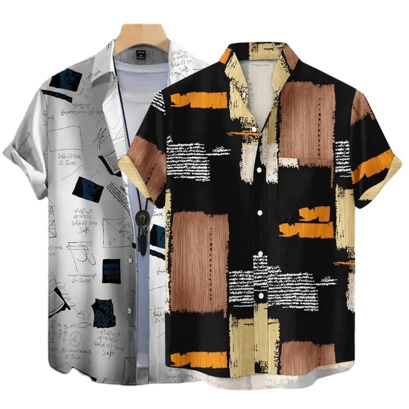 PAKET BAJU MOTIF 2 PCS COD Pendek Pria Katun Keren Nyaman Casual Hitam Putih 8
