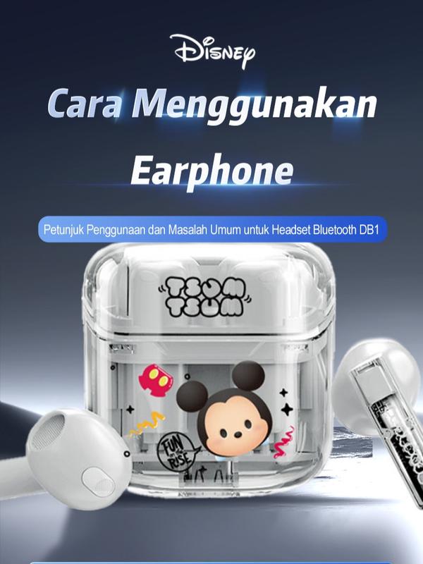 【Ramadan Sale DB1】Disney True Wireless Bluetooth Headset Translucent Semi- In- Ear Noise Reduction  Music Running Sports Game Low Latency High Quality Suitable For Android And Apple Phones 【New Version  Of Bluetooth 5.3+ENC Noise Reduction】 Earphone Tws 2