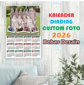 Kalender Dinding 2026 Custom Foto Bebas Desain Bahan Art Cartoon 260gr Fitur Mata Ikan Gantungan Bonus Beli Banyak