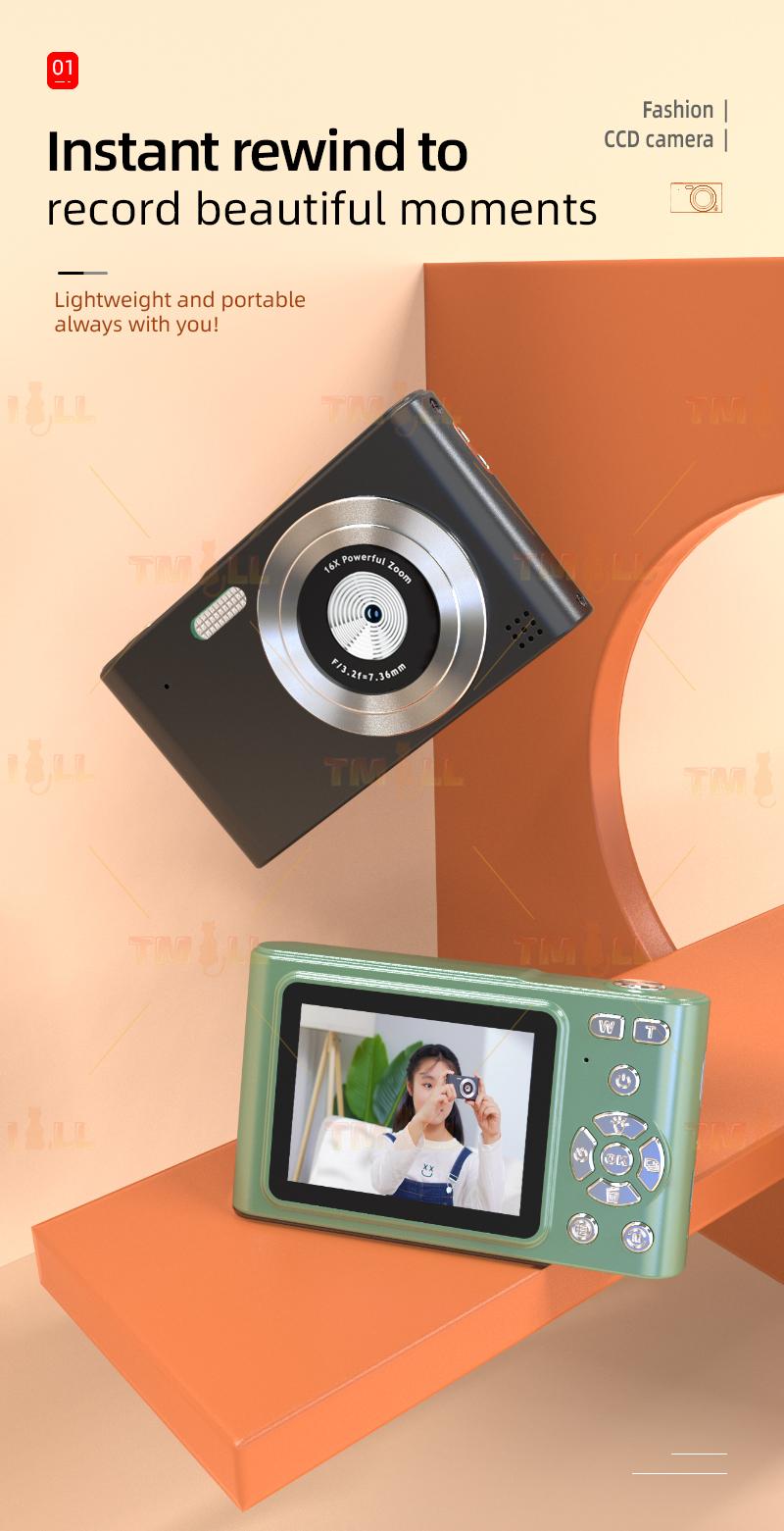 Product Introduction of [Sg Ready Stock] 5Color 1080P Digital Camera Video Camcorder 48MP Photo 16X Zoom Anti-shake HD digital retro camera Card Rechargeable Birthday Cable 31
