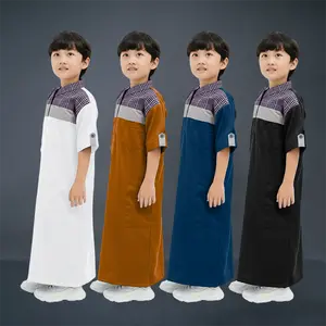 Jubah Gamis Anak Cowok Laki KM4 Lengan Pendek Motif Kawan Muslim Kain Katun