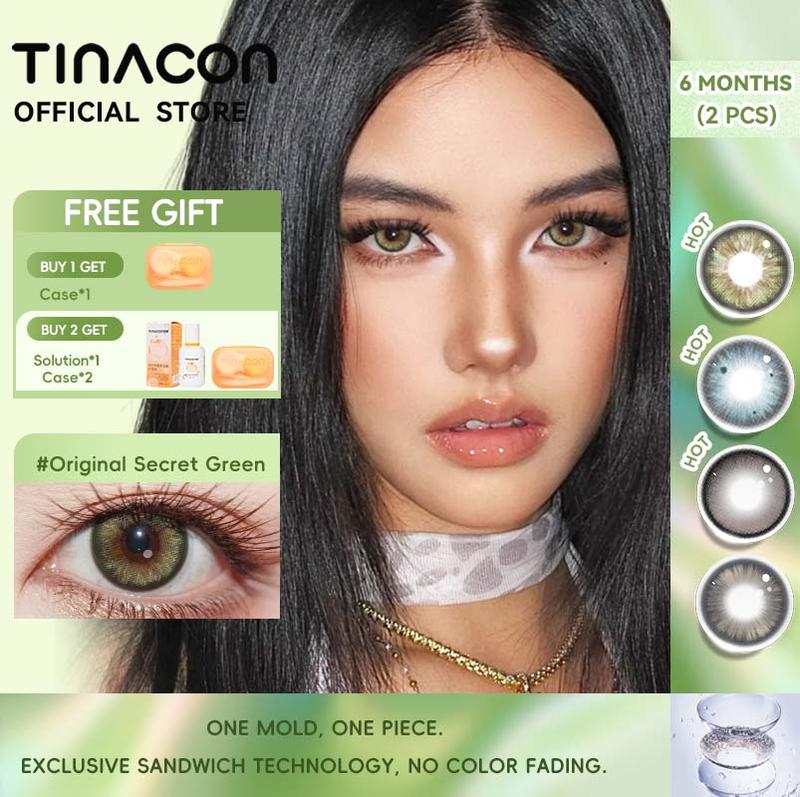  【Sản phẩm mới TINACON LENS Kính áp tròng mềm 2 chiếc 6 tháng DIA14.2   14.5mm sử dụng trong 6 tháng độ cận từ 0.00-8.00  Đơn giá 1 đôi - Tặng kèm khay dụng cụ đeo  