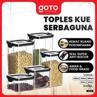 Gambar (Best Deal) Goto [COD] Jubu Food Storage Container Toples Plastik Bening Kotak Makanan - 700ML, Black dari Goto Living Kota Tangerang 1 Tokopedia