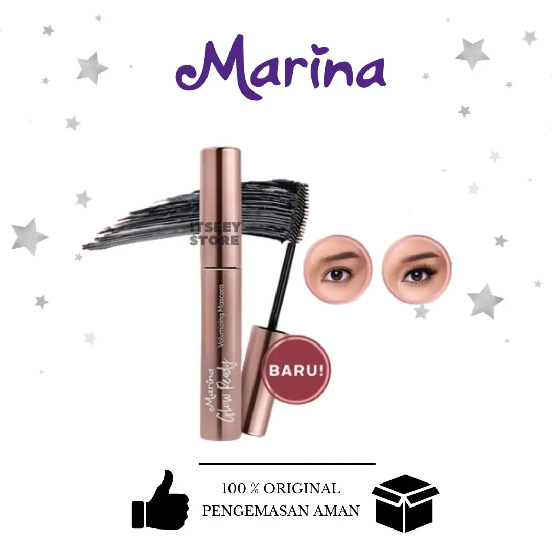 Marina Glow Ready Volumizing Mascara Makeup Bulu Mata Maskara Marina Waterproof