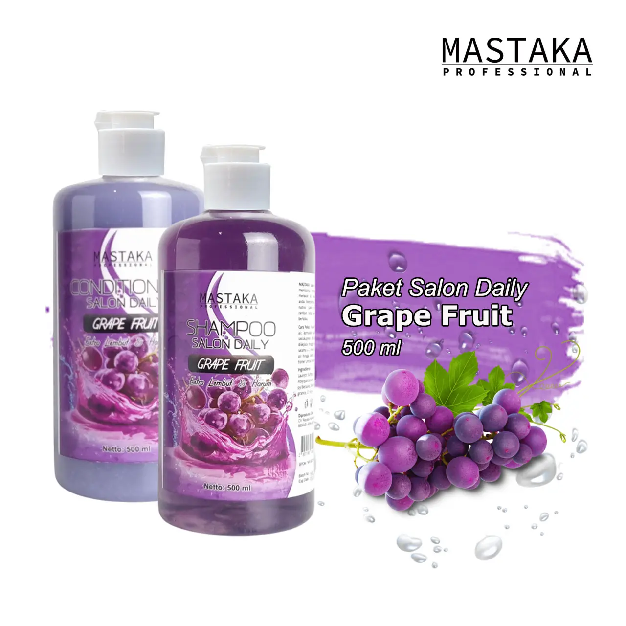 PAKET Sampo Salon Grape Fruit Shampoo & Conditioner MASTAKA BPOM Membersihkan Shampo Haircare