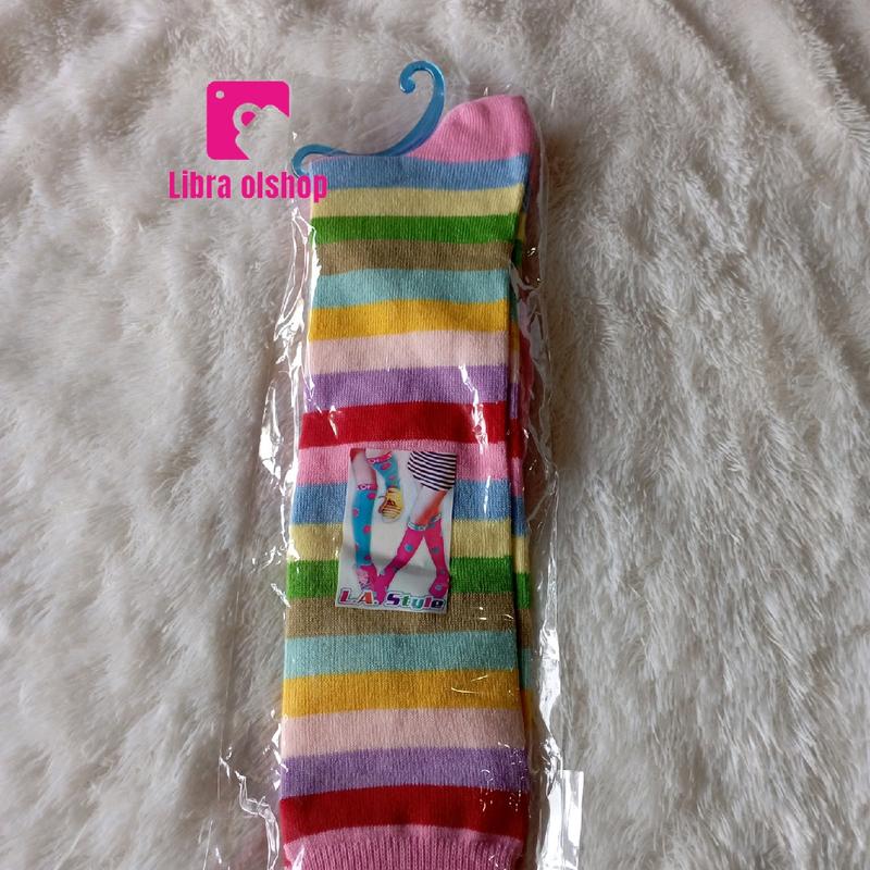 Kaos Kaki Belang Selutut/Kaos Kaki Belang Warna Wanita Dewasa Panjang Garis 5