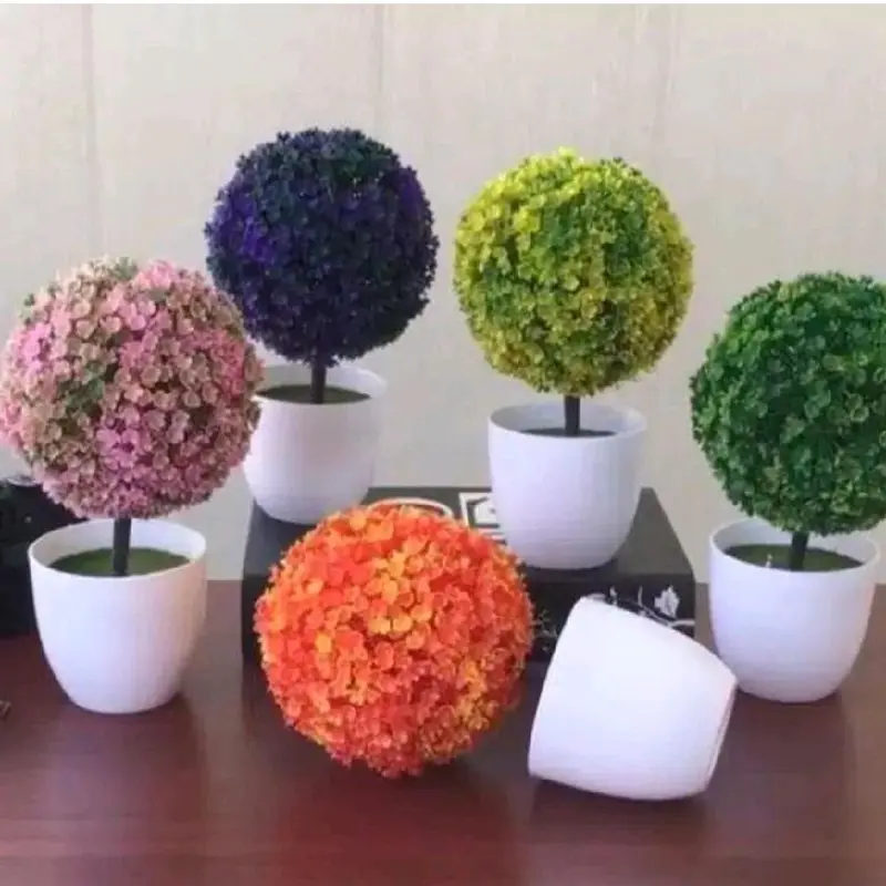 D (D6) BUNGA BONSAI ORNAMEN BENTUK BULAT TANPA POT/BUNGA SAJA TANPA POT 0