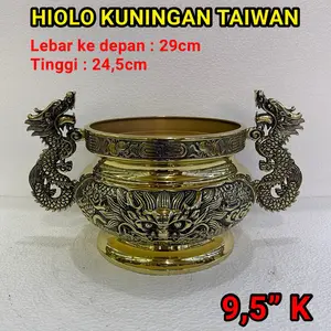 Hiulo hio lo hiolo tempat dupa kuningan taiwan 91/2 inch kuping naga