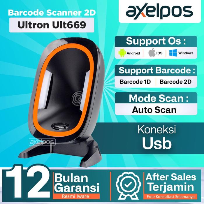 Gambar Barcode Scanner Omni Duduk Auto Scan 2D Usb Iware Ult669 dari Axelpos Kota Administrasi Jakarta Pusat Tokopedia