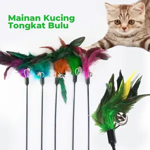 Tongkat Bulu Mainan Kucing Interaktif Lonceng Cat Toys Premium Desain Interaktif Bulu Lembut & Aman Cocok untuk Semua Usia Kucing Warna Random