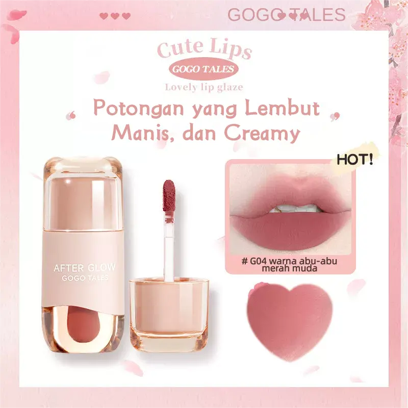 gogotales chubby ding milk cream lip mud nude color lipstick parity student lip glaze female grey pink Gloss Bibir