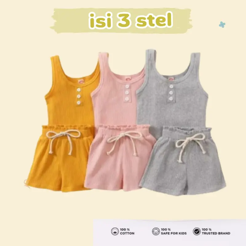 PAKET ( ISI 3 STEL ) SETELAN SINGLET ANAK Baju Celana 0