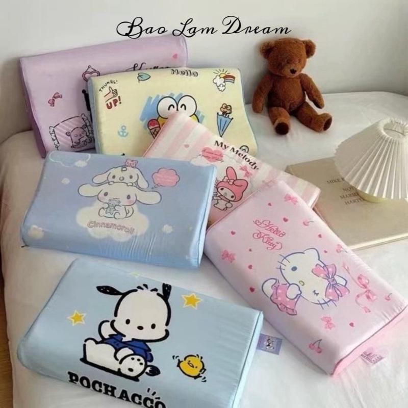 Gối cao su non cho bé yêu - mềm êm, chất liệu vỏ thun lạnh, lõi cao su non