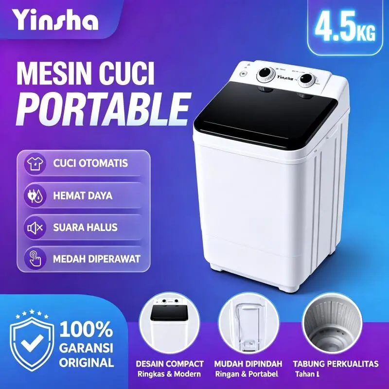 YinSha 4.5KG Mesin Cuci Mini Portabel Tidak Memakan Tempat Hemat Listrik Khusus Cuci Baju Bayi Pakaian Dalam Dapat Bonus Tabung Khusus BISA COD Bayar Ditempat