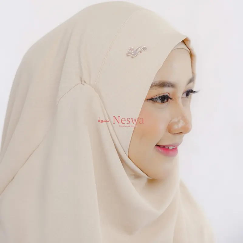 NESWA French Khimar Instan Free Cadar Tali Syari Crinkle Airflow Premium Instan Hijab Traveling FK Antem Panjang Cantik 1