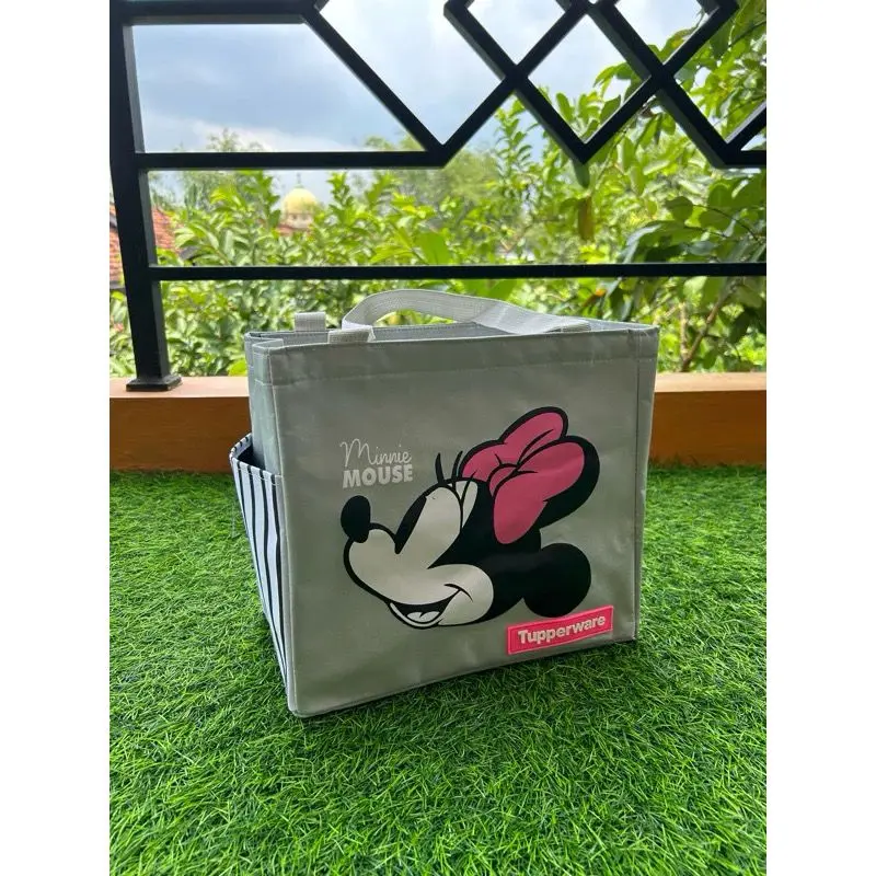 Tas bekal Minnie Mouse  (zipper bunga ori) Hitam Karakter Pink 8