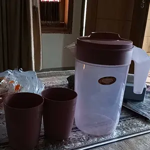 GREAT - 3 IN 1 ESKAN PLASTIK REI TEKO 1 LITER + 2 GELAS TEKO ESKAN PITCHER CERET SET BPA FREE