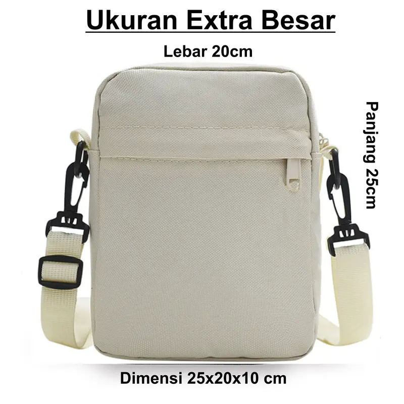 Tas Selempang Pria AS012EB Ukuran Besar Kpop Style Hitam Slingbag Crossbody Minimalis Cowok Halus 4