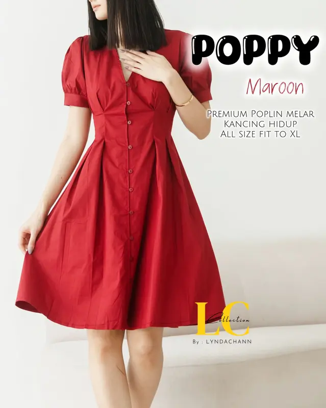GIES - Dress Bumil Busui Wanita Poppy Button Santai V-Neck Elegan - Kancing, Casual 3
