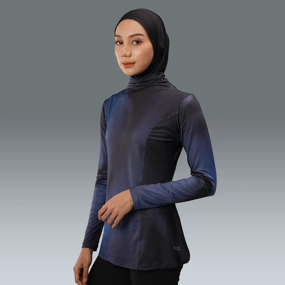 HIA Everywear Nala Printed Long Sleeve Sport Atasan Baju Olahraga Panjang Wanita Running Gym Padel Tennis Slim Fit Keren Elegan