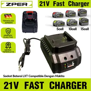 ZPER Charger Makita Lithium Bor 21V Fast Charger Adaptor Casan Cas Baterai Cordless Impact Wrench